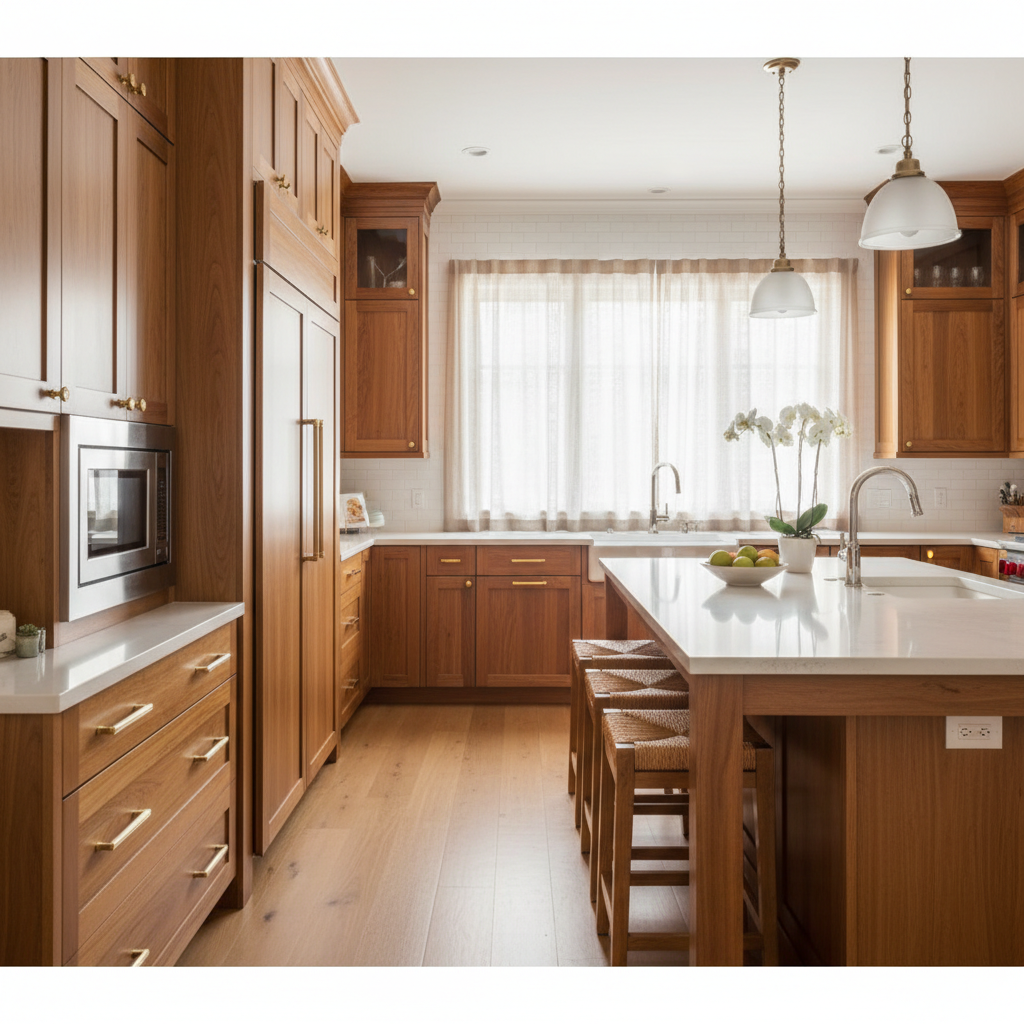 Upscale Walnut Creek kitchen with integrated appliances
